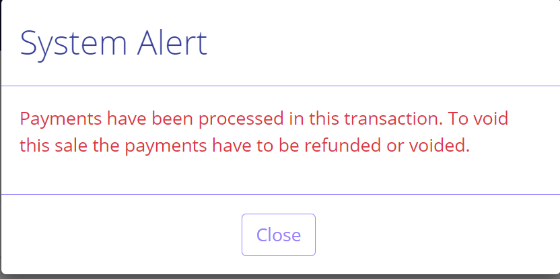 Payments have been processed - popup