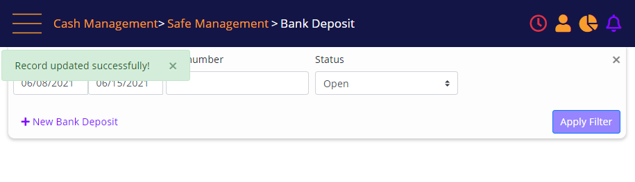 Bank deposit confirmation message