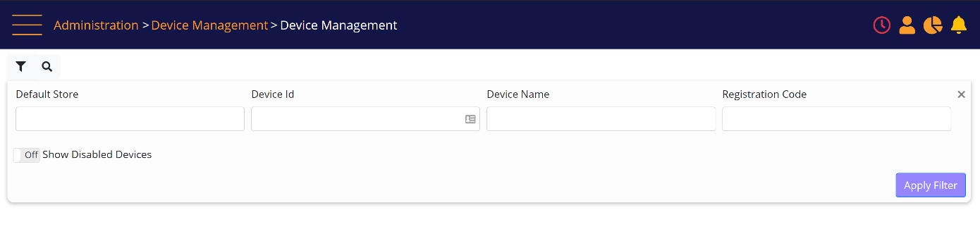 Device Management search filters