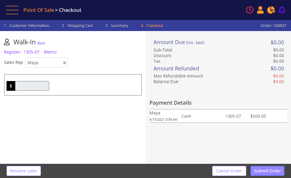 Checkout reflecting the exchange amount