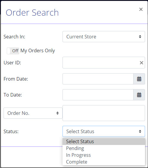 Select Status filter