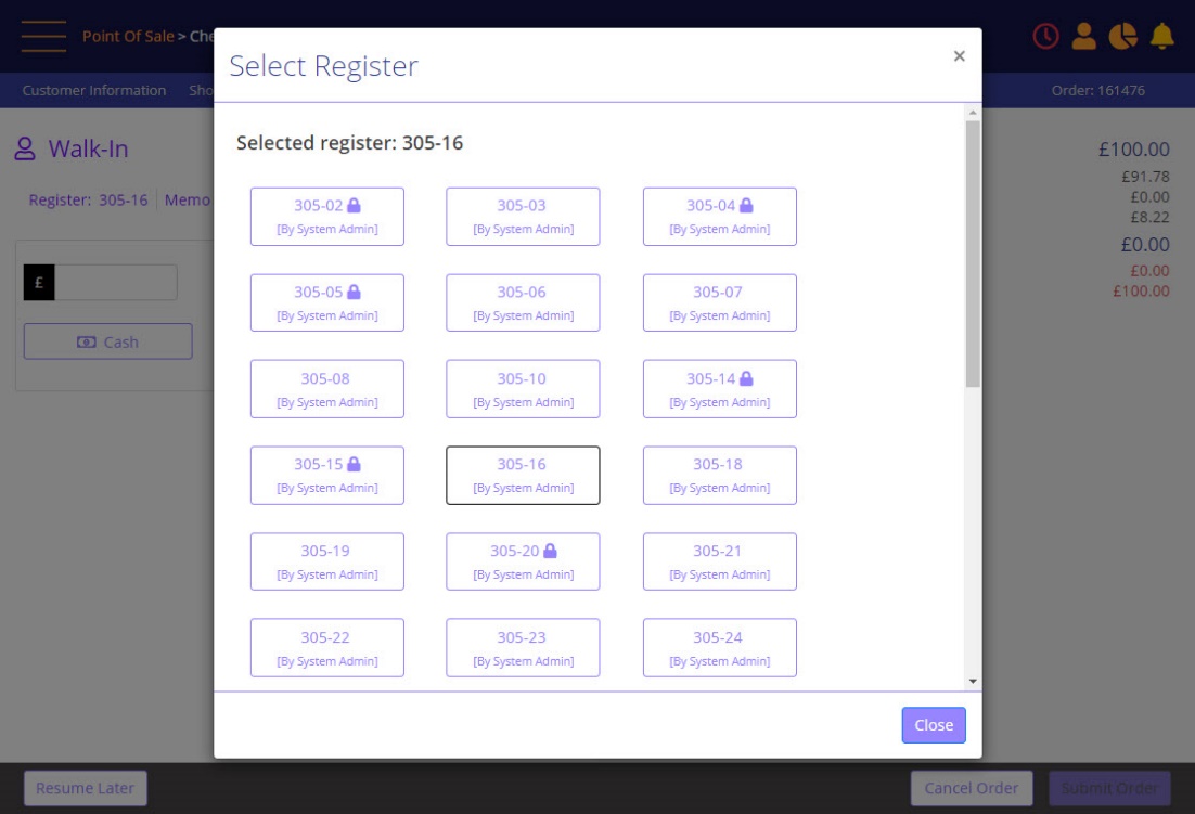 mPOS select register