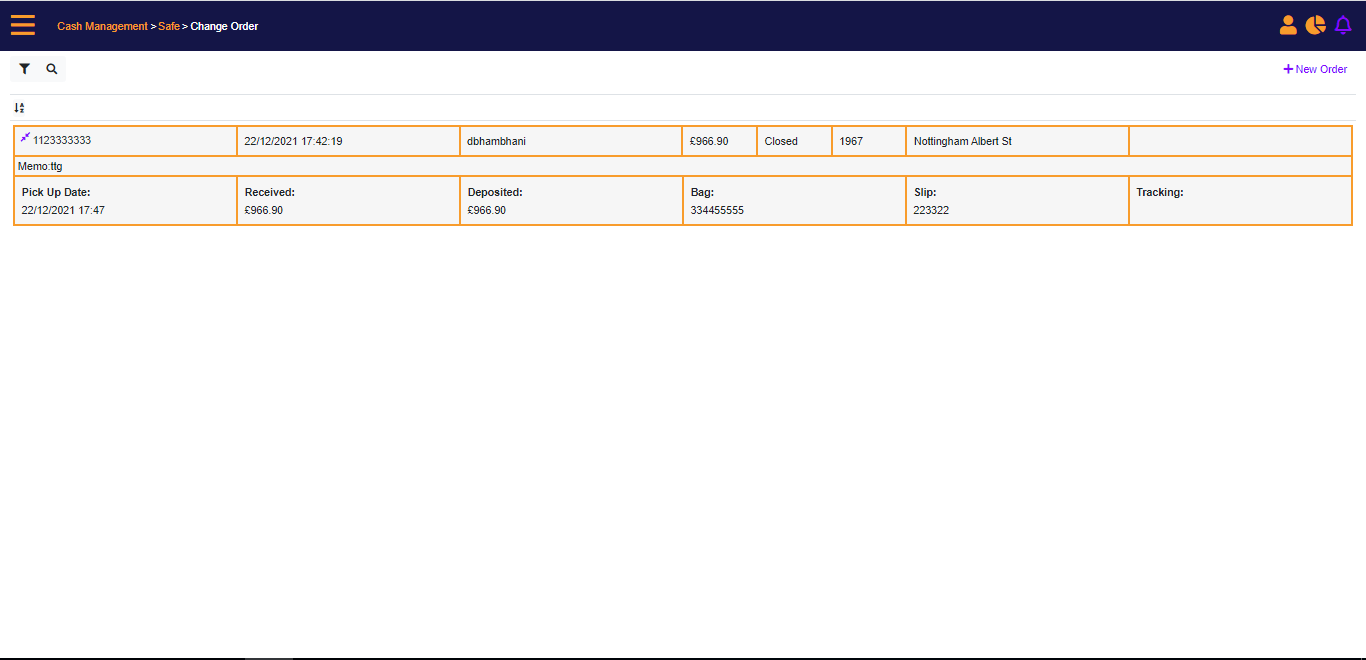 Change order is completed and closed