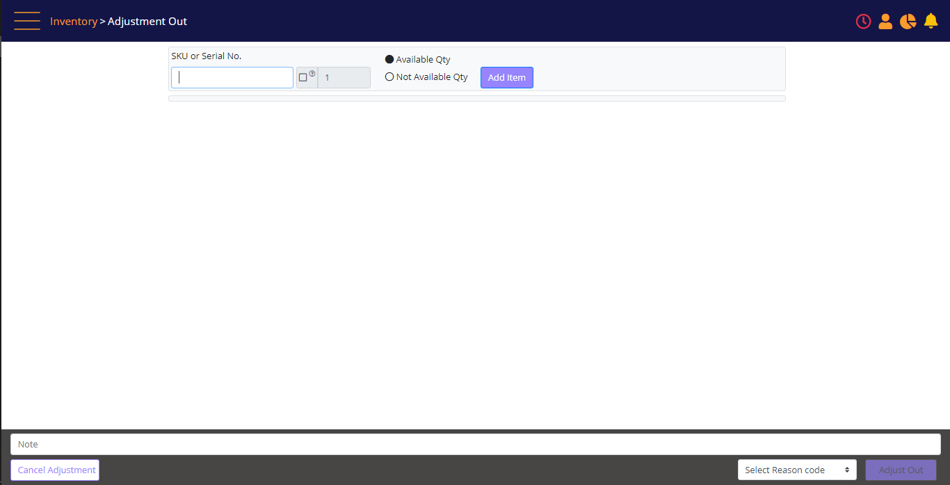 Inventory adjustment Out