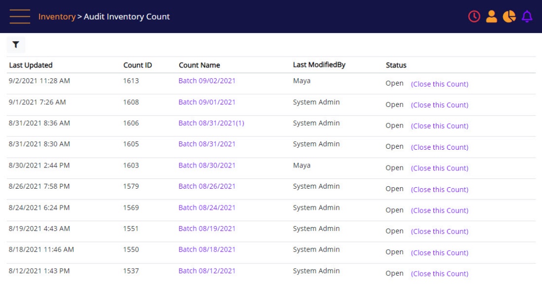 Audit Inventory Count – available batches