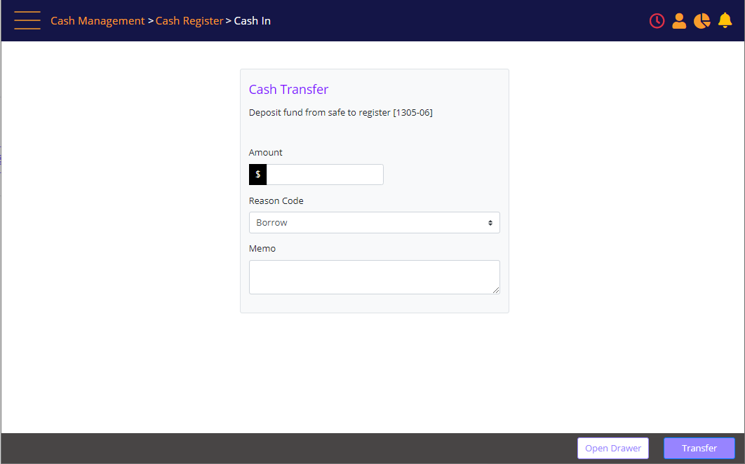 Cash In screen