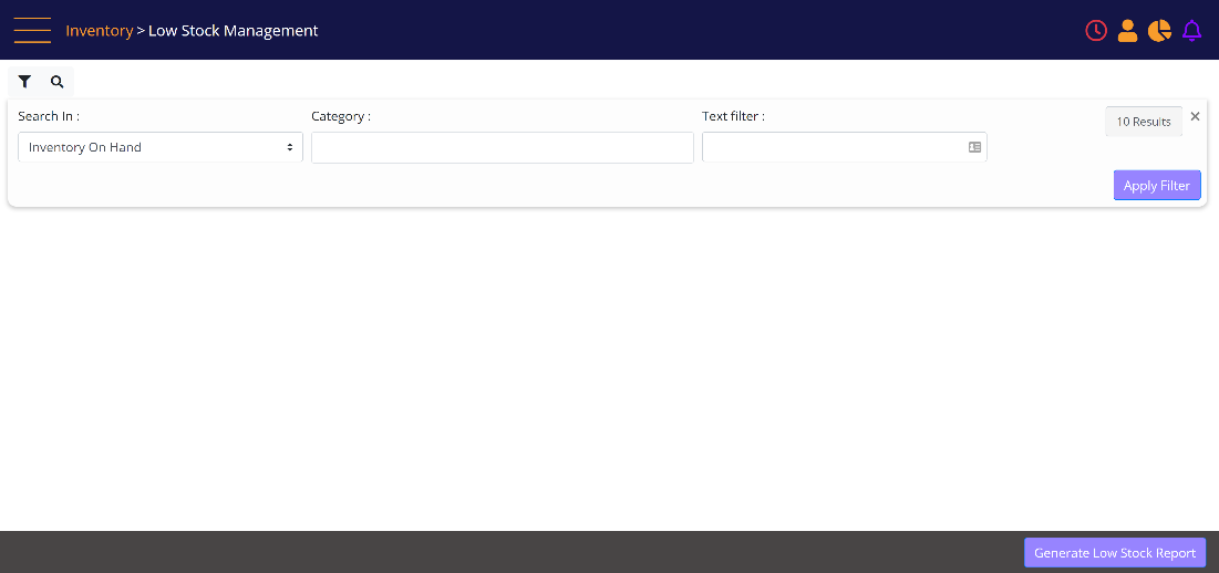 Loe Stock Management filters