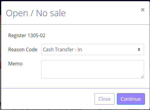 mPOS - Open/No Sale prompt