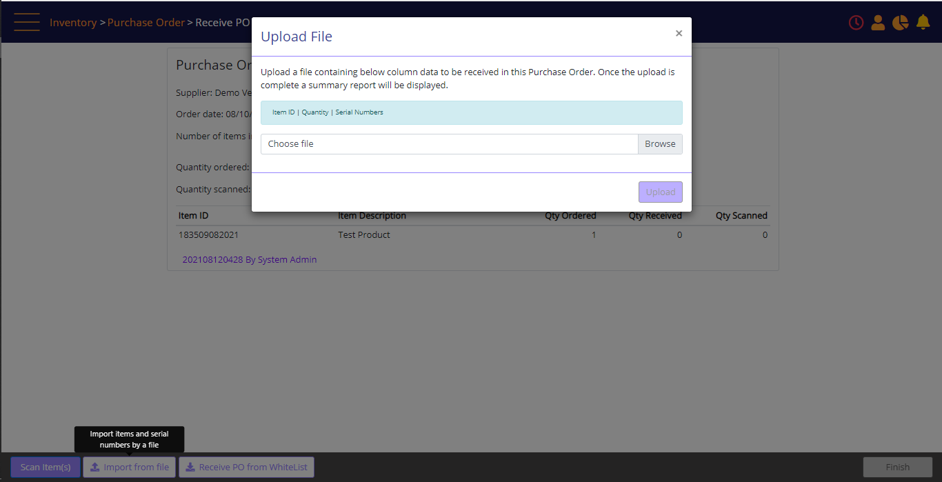 Import Serial Numbers from file