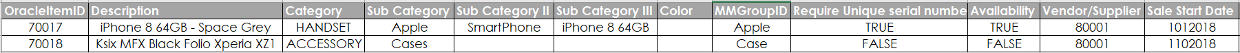 Example of Excel file for importing to catalog