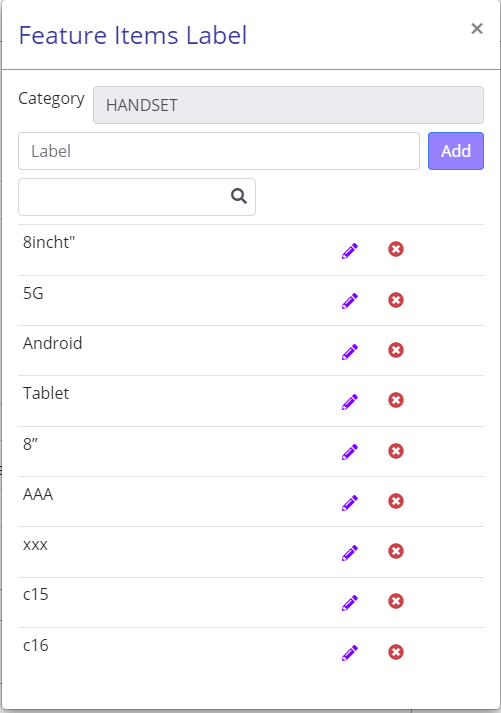 Feature item label