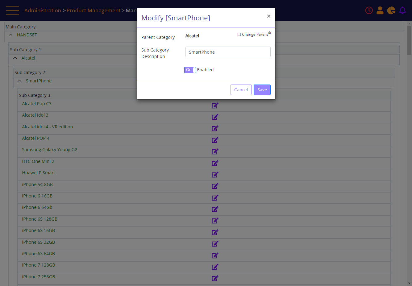 MT-POS modify subcategory 2